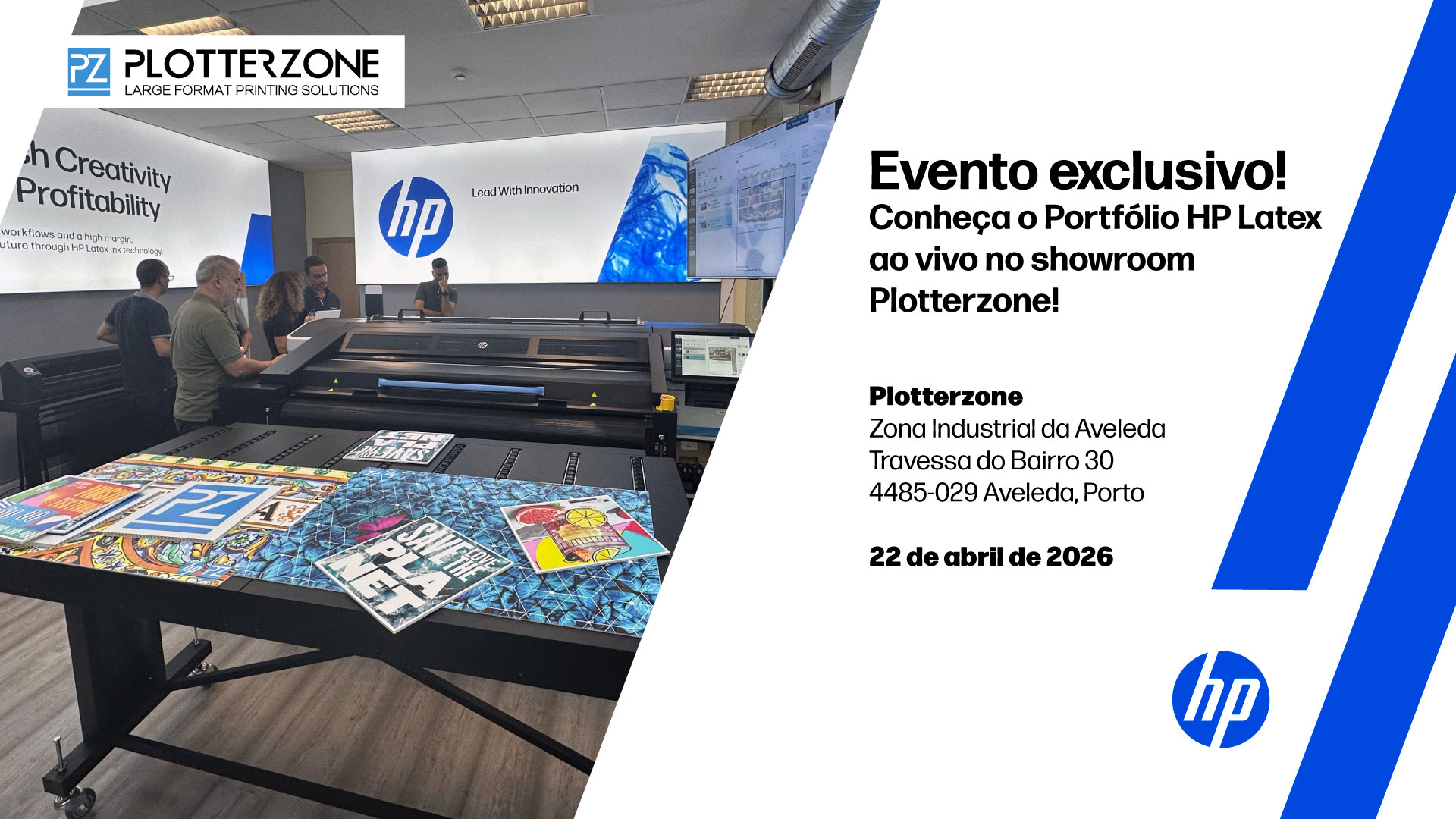 Evento Exclusivo 22 de abril, 2026 – Conheça o Portfólio HP Latex ao vivo no showroom da Plotterzone